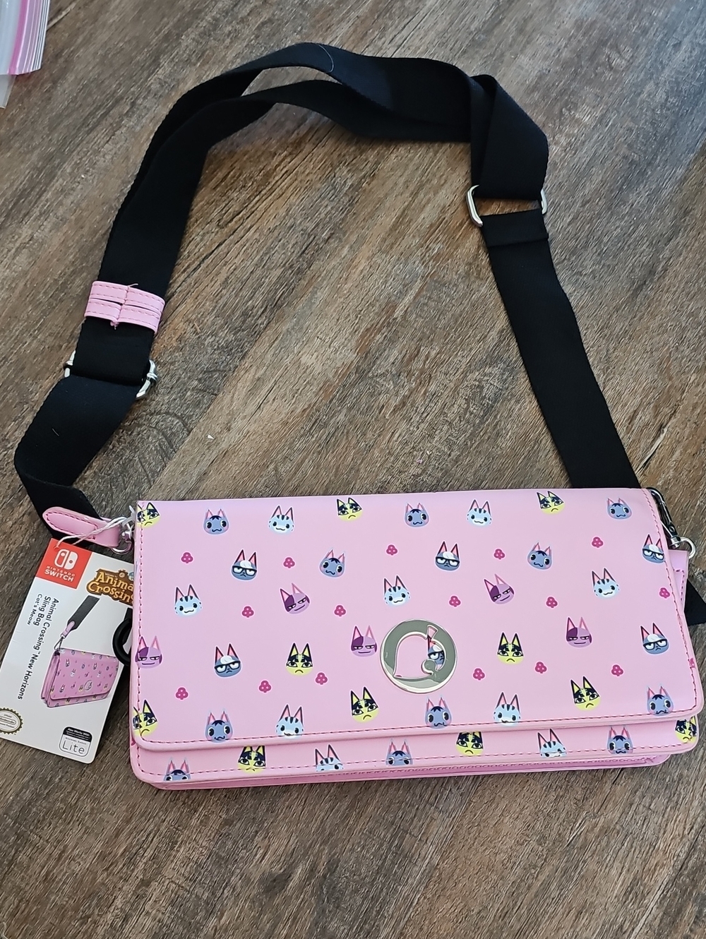 Nintendo Switch Lite Crossbody Carrying Case - Pink Animal Faces